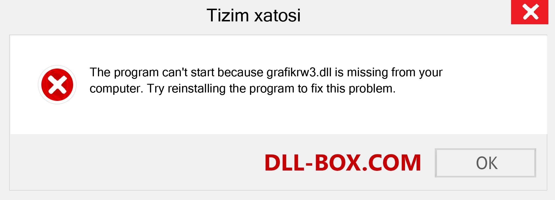 grafikrw3.dll fayli yo'qolganmi?. Windows 7, 8, 10 uchun yuklab olish - Windowsda grafikrw3 dll etishmayotgan xatoni tuzating, rasmlar, rasmlar